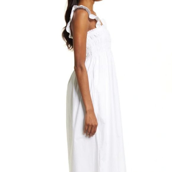 FRENCH CONNECTION Isla Organic Cotton Midi Dress In Linen White - Picture 5 of 7